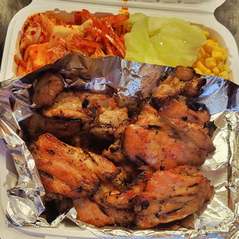 Gina's Kapolei - BBQ Chicken Plate with Kim Chee,  Cabbage, Corn, & Taegu. ($18.50) - Barbeque Near Me - Kapolei, Hawaii
