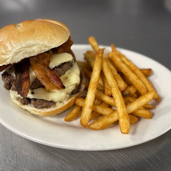 Amato's Pizza - a burger and french fries - Pizza Near Me - Sicklerville, New Jersey