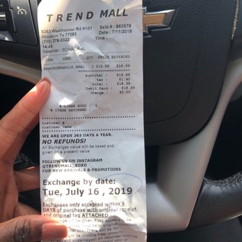 Trend Mall - It should say no refunds or exchanges period! - Women's Clothing Near Me - Houston, Texas