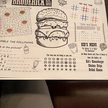 Broderick - Kids menu - Burgers Near Me - Walnut Creek, California