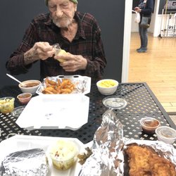 Rick's NC BBQ - Shrimp dinner and 10 oz platter! Korean War vet Rudy!!