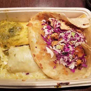 El Charro Cafe - Curbside pickup. One each Chicken Taco, Chicken Enchilada and my FAVORITE,  Chicken Tamale. - Mexican Near Me - Tucson, Arizona