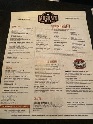 Menu photo 2 Mason's Grill Baton Rouge, LA