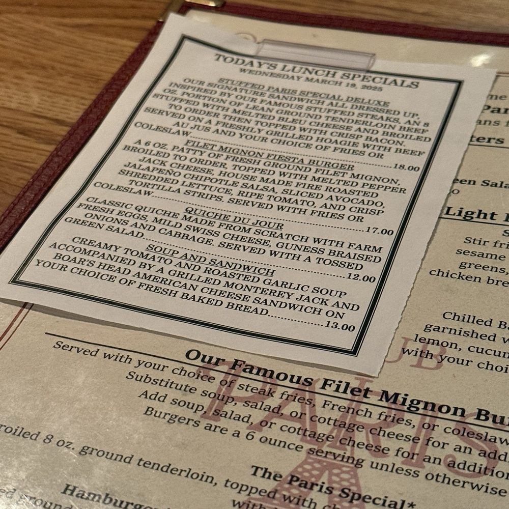 Club Paris - Menu - Steakhouses Near Me - Anchorage, Alaska Club Paris - Menu - Steakhouses Near Me - Anchorage, Alaska