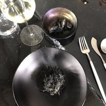 The Man Behind The Curtain - The famous fish & chips with black squid ink & dashi - British Near Me - Leeds, XWY