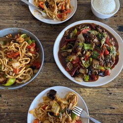 Tarim Uyghur - Lagman (noodles) and Laza Gosh (stir fry)