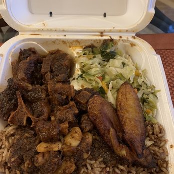 Caribee Jerk - Ox Tails with Peas Rice Cabbage and Plantains - Caribbean Near Me - Dallas, Georgia
