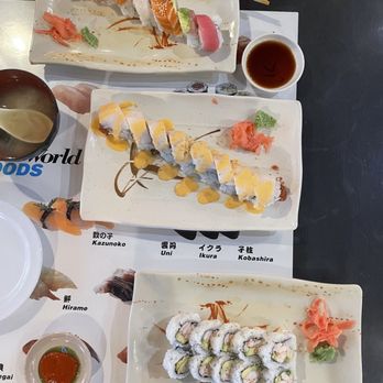 Sushi House - Top to bottom - rainbow roll, tiger roll, New York roll - Sushi Bars Near Me - Bentonville, Arkansas