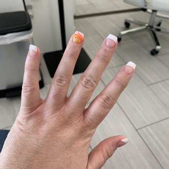 Nj Nails Spa - Beautiful French with design - Waxing Near Me - Novato, California Nj Nails Spa - Beautiful French with design - Waxing Near Me - Novato, California