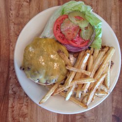 Stockyard Diner - One third pound local beef burgers and homemade fries.
