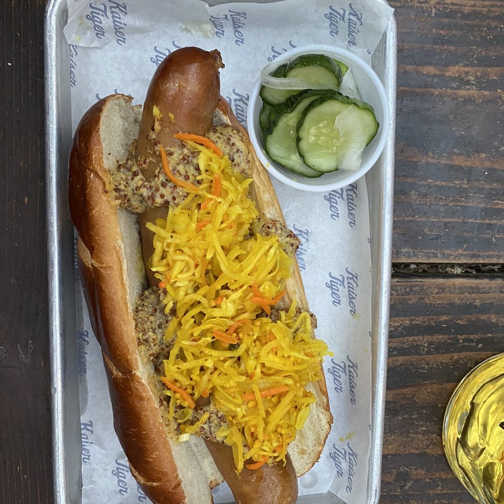 Kaiser Tiger - Cheesy brat - New American Near Me - Chicago, Illinois Kaiser Tiger - Cheesy brat - New American Near Me - Chicago, Illinois