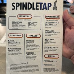 Spindletap - Menu