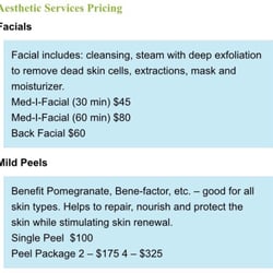 Infinity Med-I-Spa - Facial info from their site.