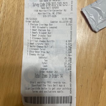 Taco Bell - Ordered grilled cheese burrito. Did not get grilled cheese burrito. Distraught and disappointed. - Fast Food Near Me - Morrisville, North Carolina Taco Bell - Ordered grilled cheese burrito. Did not get grilled cheese burrito. Distraught and disappointed. - Fast Food Near Me - Morrisville, North Carolina