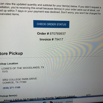 Lowe's Home Improvement - my canceled order after big delays. - Hardware Stores Near Me - Conroe, Texas Lowe's Home Improvement - my canceled order after big delays. - Hardware Stores Near Me - Conroe, Texas