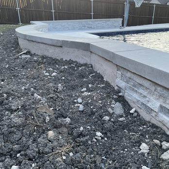 Pool Stop Custom Pools - The retainer wall is unfinished - Hot Tub & Pool Near Me - Rockwall, Texas