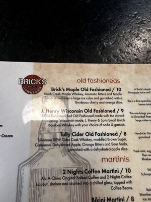 Menu photo 1 Brick’s Downtown Bar & Grill Manitowoc, WI