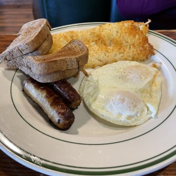 Lumberjack's Restaurant - 2 eggs + sausage link + hash browns - Burgers Near Me - Willits, California