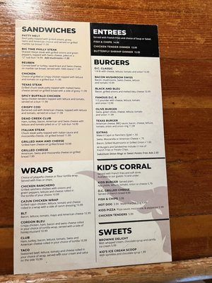 Menu photo 2 Dead Creek Saloon Birch Run, MI