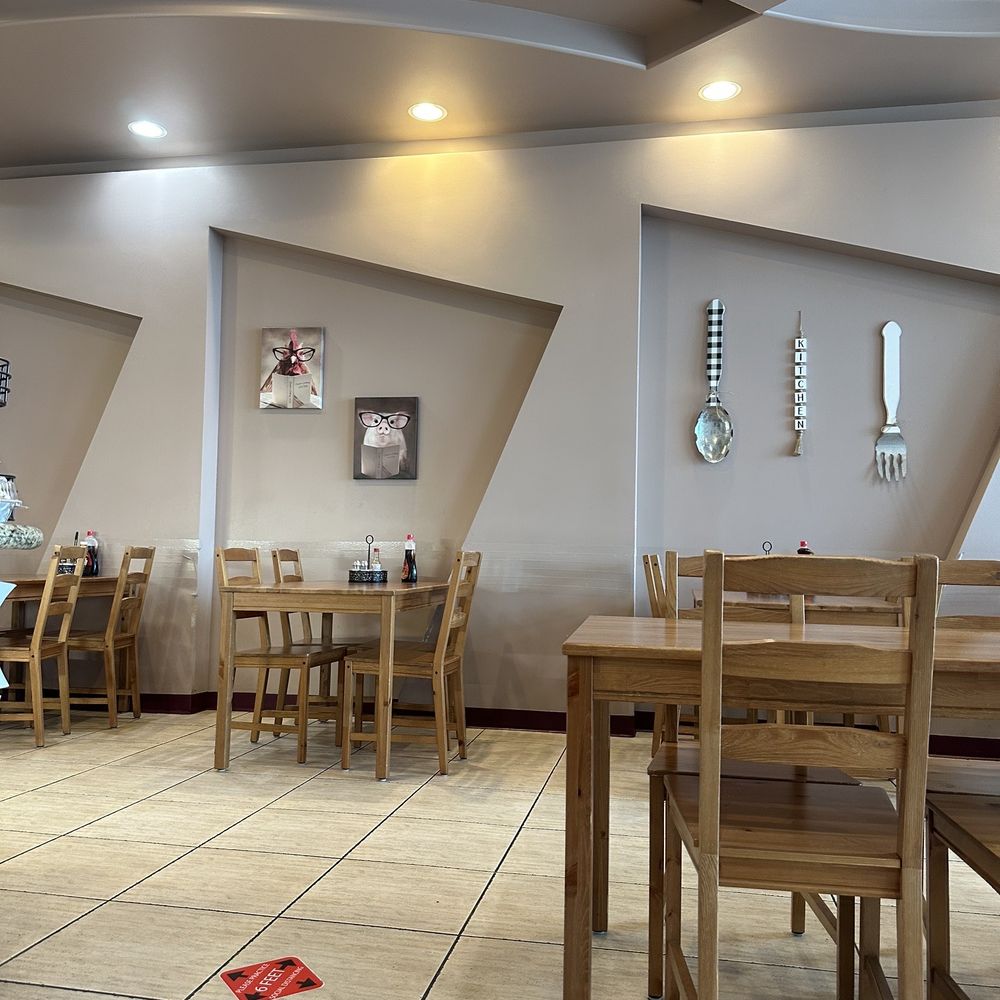 Part of seating area. Probably 12 tables total