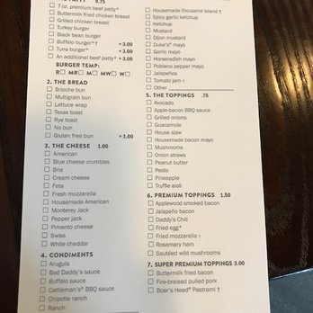 Bad Daddys Burger Bar - One of the best create your own menus that I've seen outside of Slater's 50/50 in Southern California. - Burgers Near Me - Arvada, Colorado Bad Daddys Burger Bar - One of the best create your own menus that I've seen outside of Slater's 50/50 in Southern California. - Burgers Near Me - Arvada, Colorado