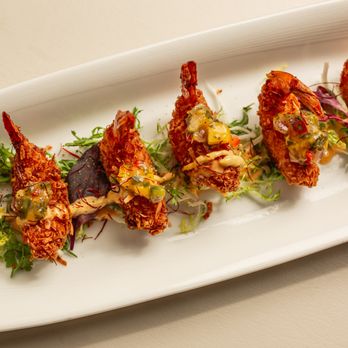 Galene - coconut shrimp! mango salsa. many seafood options available - New American Near Me - Lakeville, New York