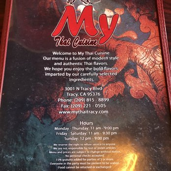 My Thai Cuisine - Menu - Thai Near Me - Tracy, California