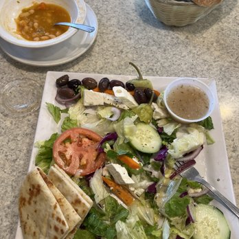 Full Moon Diner - Navy bean soup, Greek salad, side of bread - American Near Me - Lake Bluff, Illinois