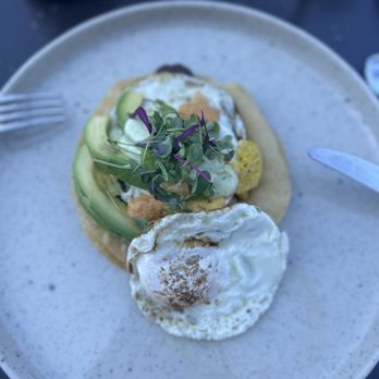 Village 360 - Huevos rancheros with an additional egg. Smallest portion of the meals I saw served. - Wine Tasting Room Near Me - Fairfield, California