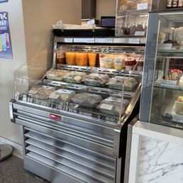 Grab and go yogurt, juice, salad
