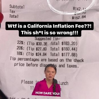 Nara Thai Kitchen - The food is already expensive and on top of that you want me to tip the waiters plus pay you an inflation fee? - Thai Near Me - Irvine, California Nara Thai Kitchen - The food is already expensive and on top of that you want me to tip the waiters plus pay you an inflation fee? - Thai Near Me - Irvine, California