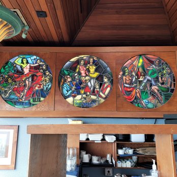 Moss Beach Distillery - Stain Glass in the Bar area - Seafood Near Me - Moss Beach, California