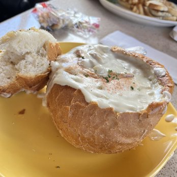 Brad's Restaurant - Clam Chowder Bread bowl - Seafood Near Me - Pismo Beach, California