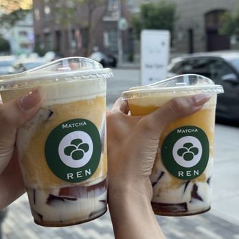 Mochi Ya Ren - mango slush with hojicha jelly - Ice Cream & Frozen Yogurt Near Me - Los Angeles, California