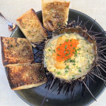 Vaca - Erizos von Nuevos - sea urchin with scrambled eggs. Skip it. Urchin was not fresh! - Tapas/Small Plates Near Me - Costa Mesa, California
