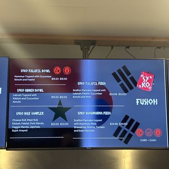 Syko - Menu 12/11/24 first price is credit cards second is cash - Syrian Near Me - Brooklyn, New York