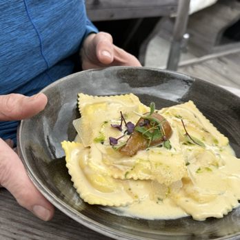 Restaurant Chez Vrony - Goat cheese ravioli - Swiss Food Near Me - Zermatt, VS Restaurant Chez Vrony - Goat cheese ravioli - Swiss Food Near Me - Zermatt, VS
