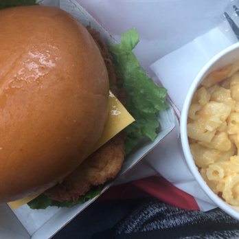 Chick-fil-A - Pretty excited when I open the packages. Deluxe crispy chicken sandwich and mac & cheese - Fast Food Near Me - Vancouver, Washington