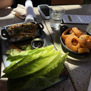 Lazy Dog Restaurant & Bar - Happy Hour: onion rings, grilled chicken lettuce wrap - Comfort Food Near Me - Oxnard, California Lazy Dog Restaurant & Bar - Happy Hour: onion rings, grilled chicken lettuce wrap - Comfort Food Near Me - Oxnard, California