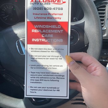Xclusive Auto Glass - Informational Insert they provided me with! - Auto Glass Services Near Me - Tempe, Arizona Xclusive Auto Glass - Informational Insert they provided me with! - Auto Glass Services Near Me - Tempe, Arizona