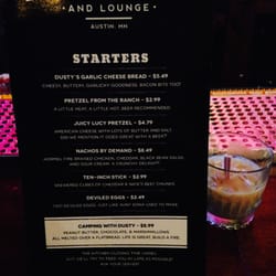Dusty's Bar & Lounge - Food menu, version 2.0 (side 1)