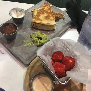 Crush It! Sports Lounge - Chicken quesedillas and the "Flaming Hot Cheetos-Crushed Mozzarella Cheese Bites" - Sports Bars Near Me - Grapevine, Texas