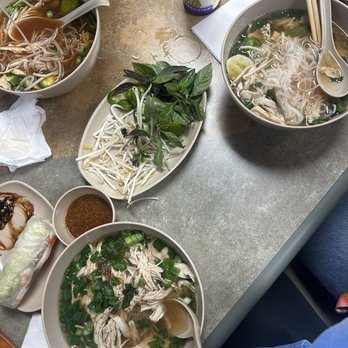 Pho Namdo - 3 chicken pho  (and a leftover spring roll) - Noodles Near Me - Woodland, California