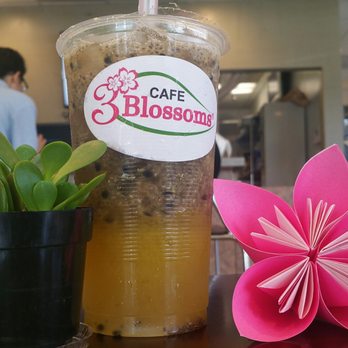 3 Blossoms Cafe - Freshly made passion fruit drink with chia seeds. - Bubble Tea Near Me - Westminster, California 3 Blossoms Cafe - Freshly made passion fruit drink with chia seeds. - Bubble Tea Near Me - Westminster, California