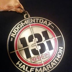 Judgment Day Half Marathon - Judgment Day Half Marathon finisher medal, 2015.