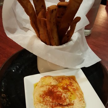 Pom & Olive - pita fries with hummus. - Mediterranean Near Me - Costa Mesa, California Pom & Olive - pita fries with hummus. - Mediterranean Near Me - Costa Mesa, California