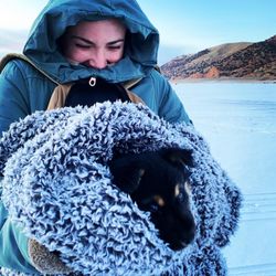 Echo Reservoir - Cold puppy burrito!