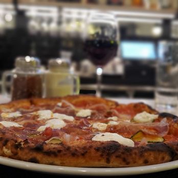 Char & Lemon - The Burata Pizza with prosciutto  di Parma, zucchini, hot honey, basil and olive oil. I also added Calabria Chili. - Italian Near Me - Oxford, Connecticut