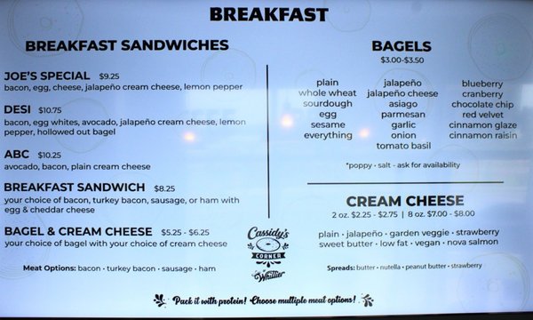 Menu photo 1 Cassidy´s Corner Whittier, CA