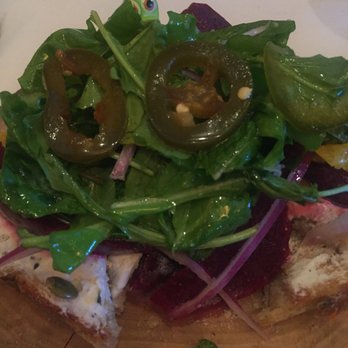 Francks - Jalapeño goat cheese beet salad on top of bread and olive oil!! - New American Near Me - Holladay, Utah Francks - Jalapeño goat cheese beet salad on top of bread and olive oil!! - New American Near Me - Holladay, Utah